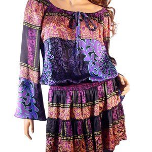 HALE BOB 100% Silk Scoop Neck Bell Sleeve Flounced Tunic Top M - $360